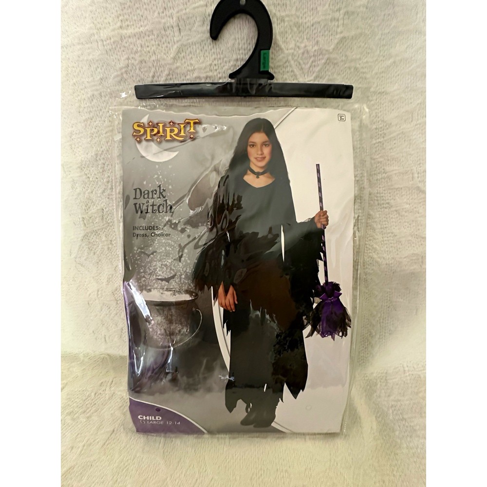 NEW Spirit Halloween Spooky/Stylish Dark Witch Child Costume Dress,Choker 12-14